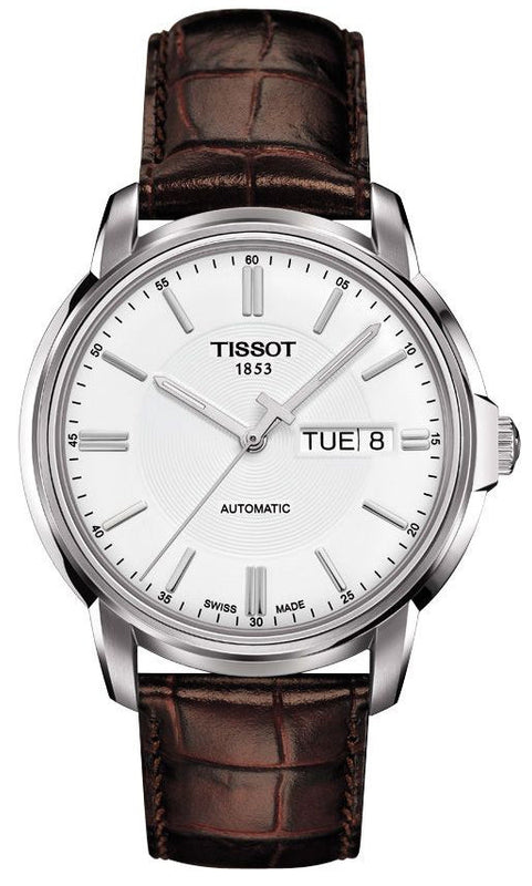 Tissot Automatics III Steel White Dial Brown Leather Strap Watch For Men - T065.430.16.031.00 Buy Now By Tissot