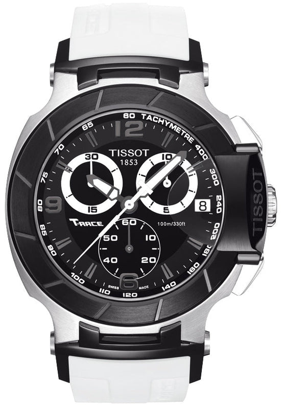 Tissot T Race Chronograph Black Dial White Rubber Strap Watch for Men - T048.417.27.057.05 Buy Now By Tissot