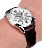 Hugo Boss Ambassador Chronograph Silver Dial Brown Leather Strap Watch For Men - HB1513195 Buy Now By Hugo Boss