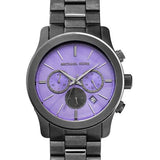 Michael Kors Runway Chronograph Purple Dial Black Steel Strap Watch For Women - MK5954 Buy Now By Michael Kors