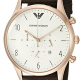 Emporio Armani Beta Chronograph White Dial Brown Leather Strap Watch For Men - AR1916 Buy Now By Emporio Armani