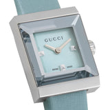 Gucci G-Frame Pastel Blue Mother of Pearl Dial Blue Leather Strap Watch For Women - YA128531 Buy Now By Gucci