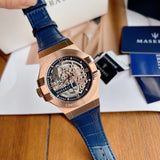 Maserati Automatic Skeleton Dial Rose Gold Blue Leather Strap Watch For Men - R8821108022 Buy Now By Maserati