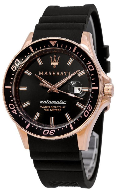 Maserati SFIDA Automatic Black Dial Black Rubber Strap Watch For Men - R8821140001 Buy Now By Maserati