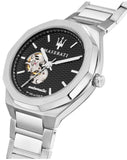 Maserati Stile Skeleton Automatic Black Dial Silver Steel Strap Watch For Men - R8823142002 Buy Now By Maserati