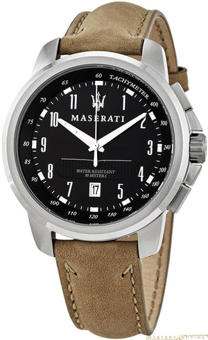 Maserati Successo Black Dial Beige Leather Strap Watch For Men - R8851121004 Buy Now By Maserati
