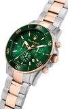 Maserati Competizione Chronograph Green Dial Two Tone Steel Strap Watch For Men - R8873600004 Buy Now By Maserati