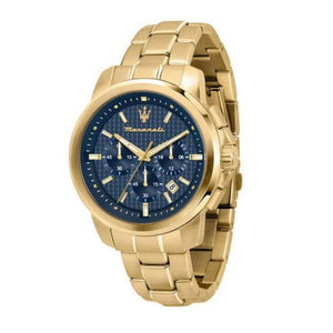 Maserati Successo Chronograph Blue Dial Gold Steel Strap Watch For Men - R8873621021 Buy Now By Maserati