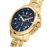 Maserati Successo Chronograph Blue Dial Gold Steel Strap Watch For Men - R8873621021 Buy Now By Maserati