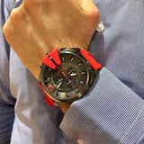 Diesel Mega Chief Chronograph Black Dial Red Silicone Strap Watch For Men - DZ4427 Buy Now By Diesel