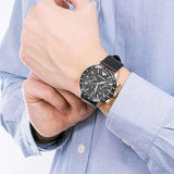 Emporio Armani Mario Chronograph Black Dial Black Leather Strap Watch For Men - AR11243 Buy Now By Emporio Armani