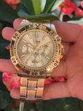 Fossil Garrett Chronograph Gold Dial Gold Steel Strap Watch for Men - FS5772 Buy Now By Fossil