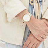 Michael Kors Pyper Quartz Silver Dial White Leather Strap Watch For Women - MK2858 Buy Now By Michael Kors