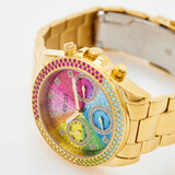 Guess Confetti Chronograph Rainbow Dial Gold Steel Strap Watch For Women - GW0483L4 Buy Now By Guess