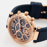 Guess Solistice Diamonds Roe Gold Dial Black Rubber Strap Watch for Women - GW0484L2 Buy Now By Guess