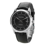 Calvin Klein Infinity Automatic Black Dial Black Leather Strap Watch for Men - K5S341C1 Buy Now By Calvin Klein