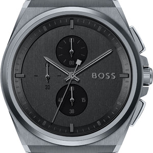 Hugo Boss Steer Chronograph Quartz Grey Dial Grey Steel Strap Watch For Men - 1513996 Buy Now By Hugo Boss