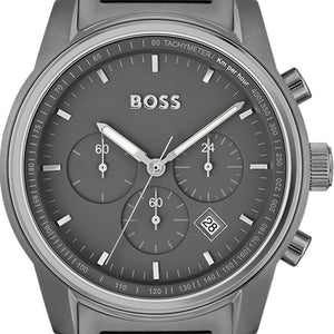 Hugo Boss Trace Chronograph Grey Dial Grey Steel Strap Watch For Men - 1514005 Buy Now By Hugo Boss