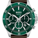 Hugo Boss Troper Chronograph Green Dial Brown Leather Strap Watch For Men - 1514098 Buy Now By Hugo Boss