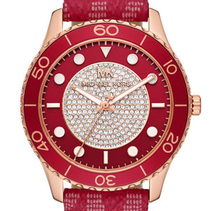 Michael Kors Runway Three-Hand Quartz Red Dial Red Leather Strap Watch For Women - MK7179 Buy Now By Michael Kors