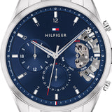 Tommy Hilfiger Baker Quartz Blue Dial Silver Steel Strap Watch For Men - 1710448 Buy Now By Tommy Hilfiger