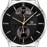 Tommy Hilfiger Hunter Quartz Black Dial Silver Steel Strap Watch for Men - 1791610 Buy Now By Tommy Hilfiger