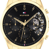 Tommy Hilfiger Baker Chronograph Black Dial Gold Steel Strap Watch for Men - 1710447 Buy Now By Tommy Hilfiger
