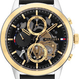 Tommy Hilfiger Henry Chronograph Black Dial Black Leather Strap Watch For Men - 1710474 Buy Now By Tommy Hilfiger
