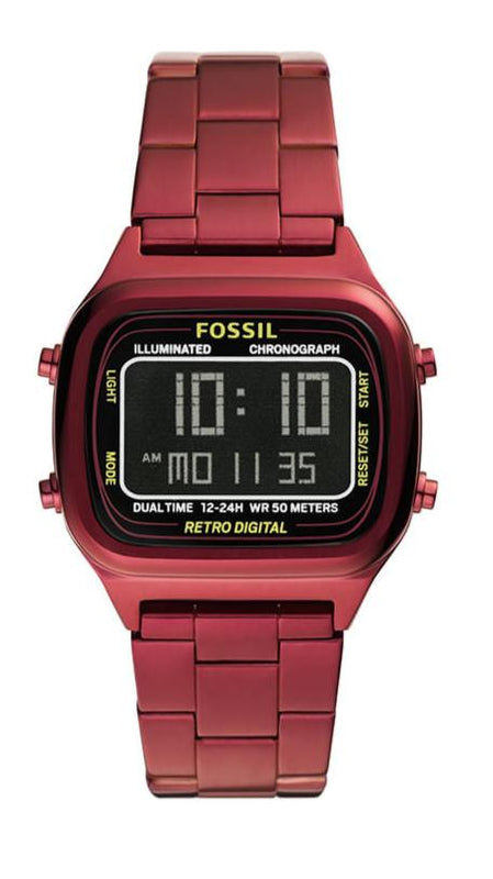 Fossil Retro Analog-Digital Black Dial Red Steel Strap Watch for Men - FS5897 Buy Now By Fossil