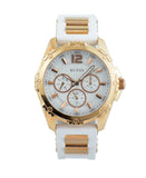 Guess Intrepid White Dial Two Tone Silicone Strap Watch For Women - W0325L6 Buy Now By Guess