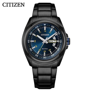 Citizen Eco Drive Blue Dial Black Steel Strap Watch For Men - AW0024-58LB Buy Now By Citizen