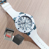 Guess Overdrive Chronograph White Dial White Rubber Strap Watch for Women - W0149L6 Buy Now By Guess