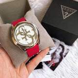 Guess G-Twist Silver Dial Red Rubber Strap Watch for Women - W0911L9 Buy Now By Guess