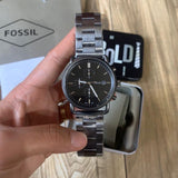 Fossil The Commuter Black Dial Grey Steel Strap Watch for Men - FS5400 Buy Now By Fossil