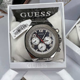 Guess Empire Quartz Black Dial Silver Steel Strap Watch For Men - GW0489G1 Buy Now By Guess