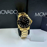 Movado Series 800 Black Dial Gold Steel Strap Watch For Men - 2600145 Buy Now By Movado