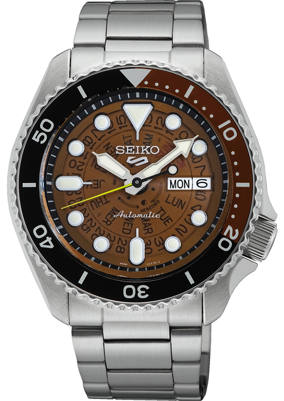Seiko 5 Sports Sonar Special Edition Brown Dial Silver Steel Strap Watch For Men - SRPJ47K1 Buy Now By Seiko