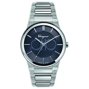 Salvatore Ferragamo Sapphire Blue Dial Silver Steel Strap Watch for Men - SFHP006-20 Buy Now By Salvatore Ferragamo