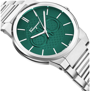 Salvatore Ferragamo Sapphire Bracelet Green Dial Silver Steel Strap Watch For Men - SFHP01224 Buy Now By Salvatore Ferragamo