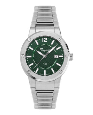 Salvatore Ferragamo F-80 Bracelet Green Dial Silver Steel Strap Watch For Men - SFHY00621 Buy Now By Salvatore Ferragamo