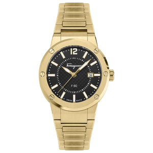 Salvatore Ferragamo F-80 Classic Black Dial Gold Steel Strap Watch for Men - SFHY00821 Buy Now By Salvatore Ferragamo