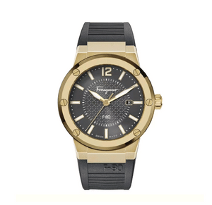 Salvatore Ferragamo F-80 Classic Black Dial Black Rubber Strap Watch for Men - SFHY01621 Buy Now By Salvatore Ferragamo