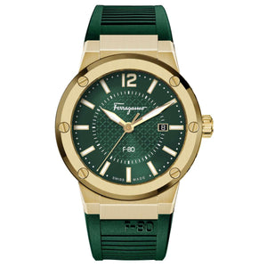 Salvatore Ferragamo F-80 Classic Green Dial Green Rubber Strap Watch for Men - SFHY02022 Buy Now By Salvatore Ferragamo