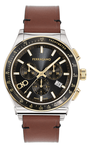 Salvatore Ferragamo 1927 Chrono Analog Black Dial Brown Leather Strap Watch for Men - SFKZ00323 Buy Now By Salvatore Ferragamo