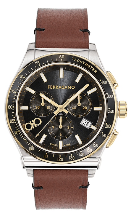 Salvatore Ferragamo 1927 Chrono Analog Black Dial Brown Leather Strap Watch for Men - SFKZ00323 Buy Now By Salvatore Ferragamo