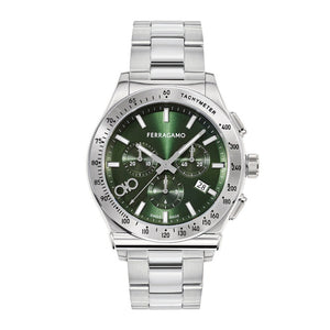 Salvatore Ferragamo 1927 Chrono Green Dial Silver Steel Strap Watch for Men - SFKZ00423 Buy Now By Salvatore Ferragamo