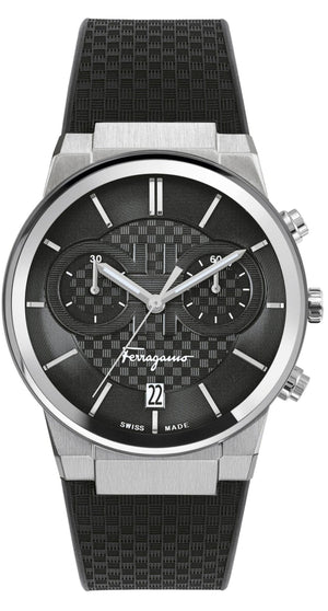Salvatore Ferragamo Sapphire Chrono Black Dial Black Silicone Strap Watch for Men - SFME00121 Buy Now By Salvatore Ferragamo