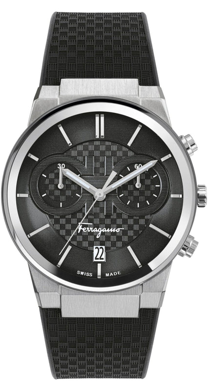 Salvatore Ferragamo Sapphire Chrono Black Dial Black Silicone Strap Watch for Men - SFME00121 Buy Now By Salvatore Ferragamo
