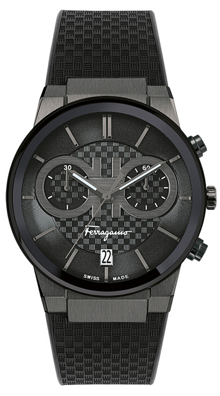 Salvatore Ferragamo Sapphire Chrono Black Dial Black Rubber Strap Watch for Men - SFME00621 Buy Now By Salvatore Ferragamo