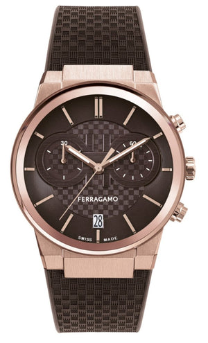 Salvatore Ferragamo Sapphire Chrono Brown Dial Brown Rubber Strap Watch for Men - SFME01023 Buy Now By Salvatore Ferragamo